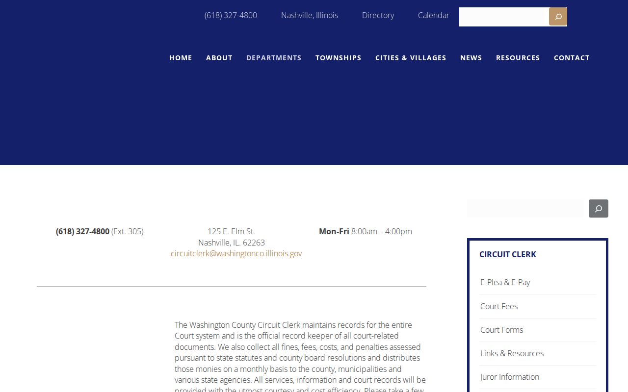 Washington County Circuit Clerk warrant and court record access page