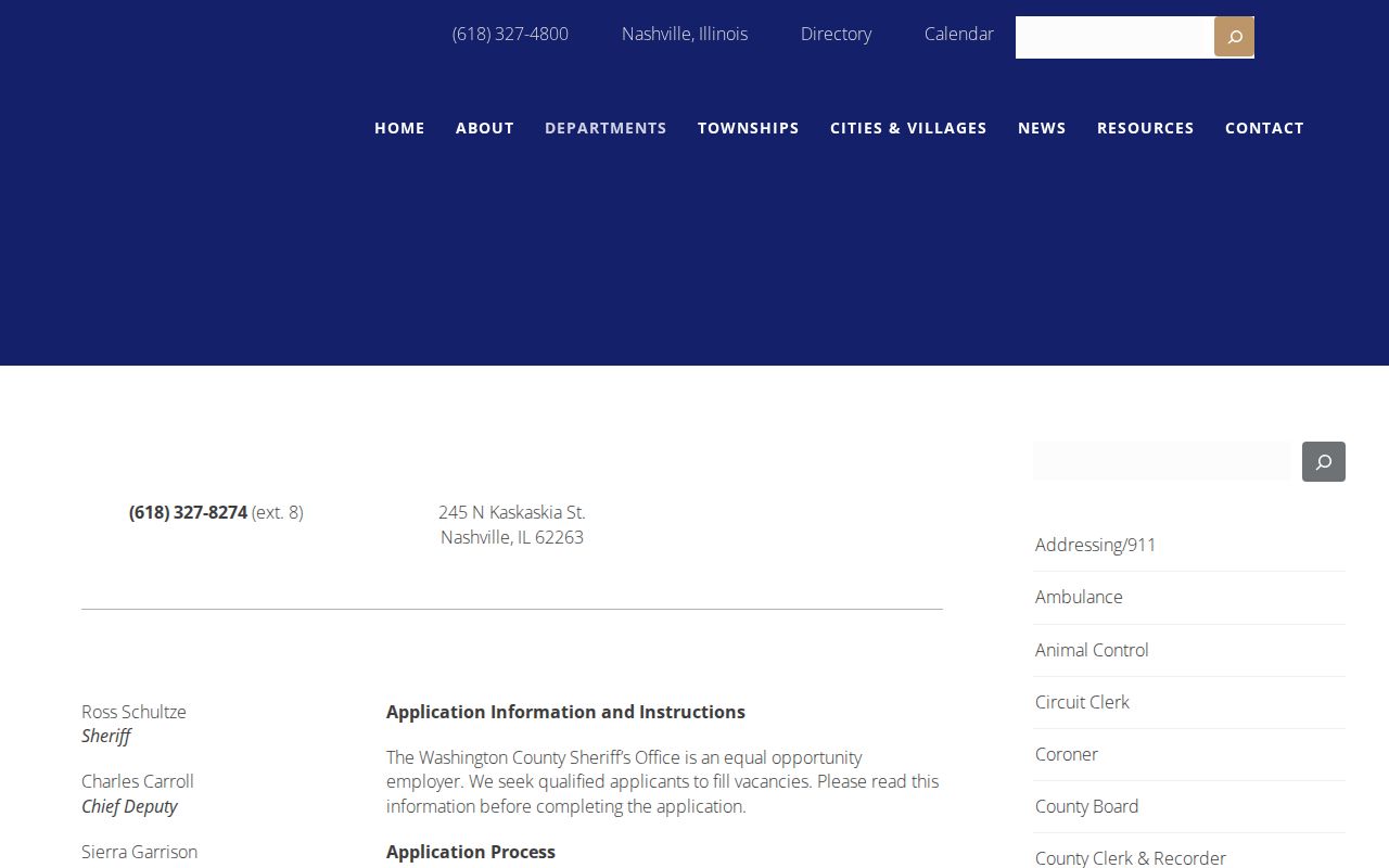 Washington County Sheriff's Office booking record contacts