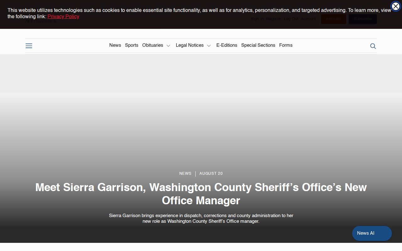 Washington County crime news publication interface